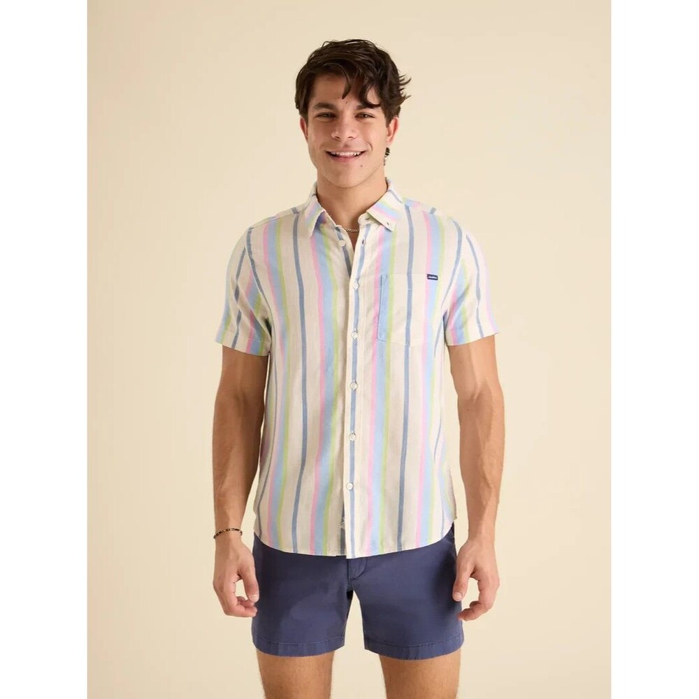 Chubbies The Friday Shirt Short Sleeve Button Down Mens XL‎ Soft Serve Striped